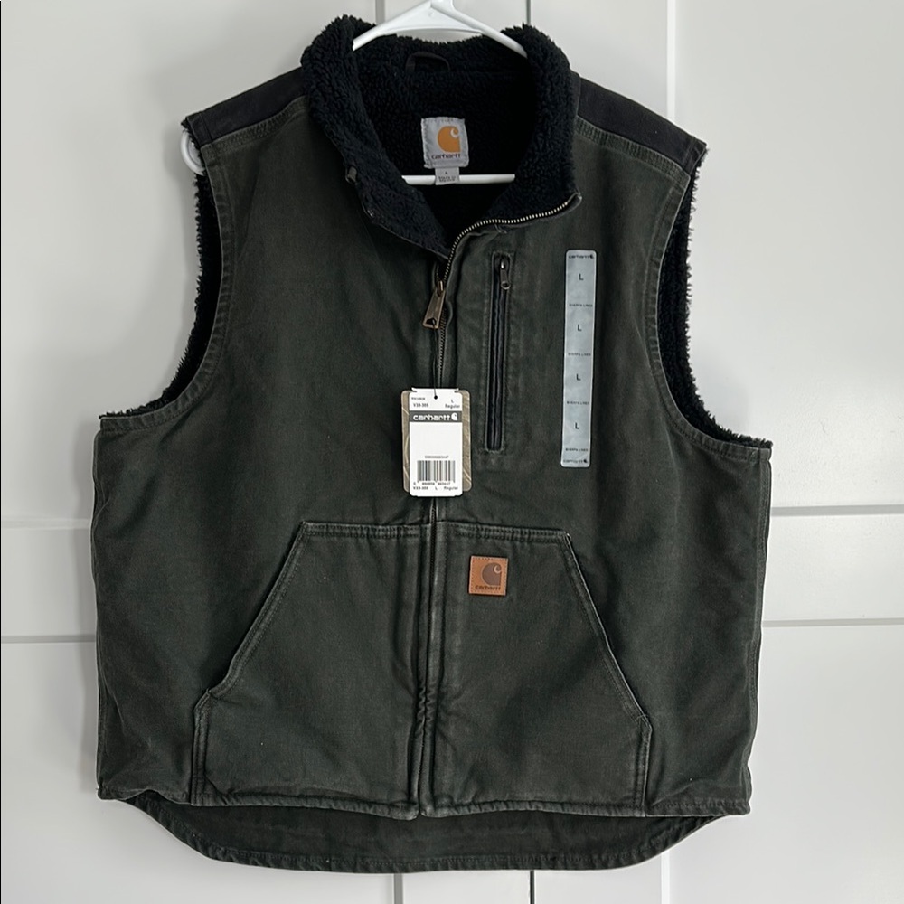 Carhartt Vintage Sherpa Lined Moss Green Vest v33 NWT
